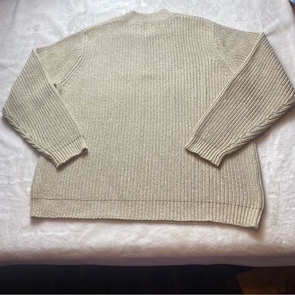 Eddie Bauer Light Brown/Cream Knit Henley Style Sweater Size Large - Picture 2 of 11